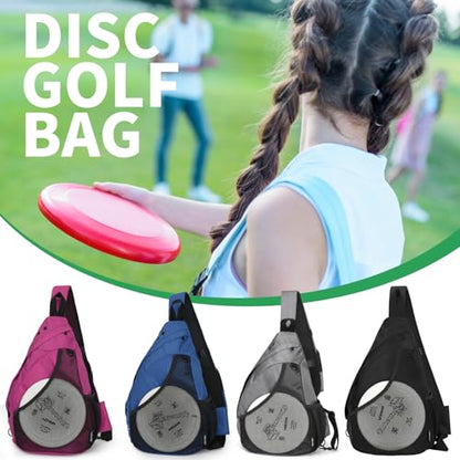 MOYAQI Disc Golf Bag with Retriever Holder and Storage Pockets, Disc Golf Backpack with 8-10 Disc Capacity, Padded Adjustable Strap and Back Panel, Lightweight and Durable - color: Dark black