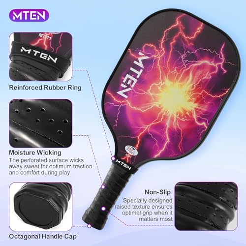 Pickleball Paddles Set of 2 or 4, or Single Paddle – USAPA Approved Fiberglass Surface Pickleball Rackets Set for Men & Women - color: Redblack*2