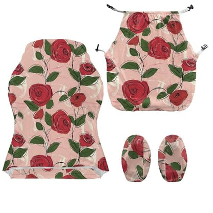 Suobstales Line Rose Flower Pattern Gaming Chair Cover with Armrest Covers Jacquard Computer Game Chair Slipcover with Attached Arms Cat Scratch Proof Washable Removable - color: Line Rose Flower