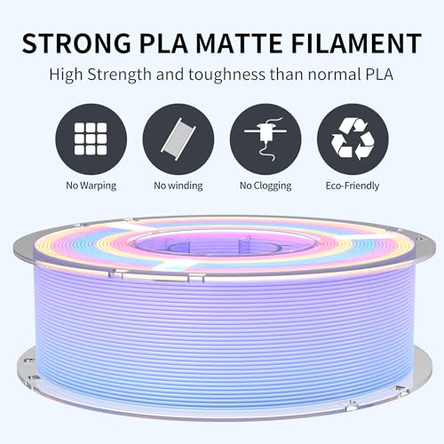 RAMBERY Matte Rainbow 3D Printer Filament Matte PLA Filament Multi-Color Change 3D Printing Filament, 1.75mm 1kg(2.2lb), Lollipop Blue Purple Pink Yellow Green - color: B-matte Rainbow Lollipop, size: 1kg