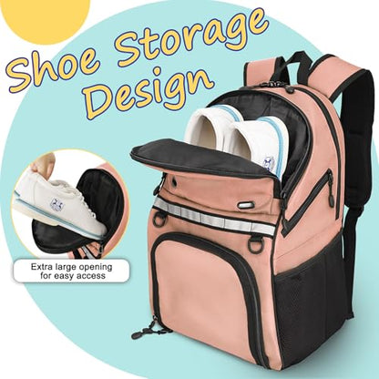 Goloni Bowling Backpack,Single Ball Bowling Bag with Shoe Compartment Up to Size 16,Bowling Bag with Padded Ball Holder - color: Meat Meal