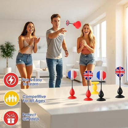 Sucker Darts Throwing Game Set, Silicone Suction Cup Toys - color: Red+black Flags