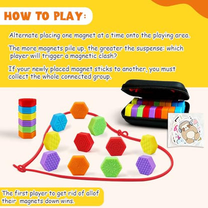 TiTiC Magnet Game Chess Set with String & Colorful Silicone Stones, Figet Sensory Stones Magnetic Chess Game for Family Games Night & Travel & Camping, Puzzle Strategy Games
