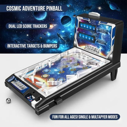 Arcade Pinball Game, Mini Pinball Machine with Lights & Sounds, Electronic Tabletop Ball Shooting for Family Kids, Action and Reflex Game