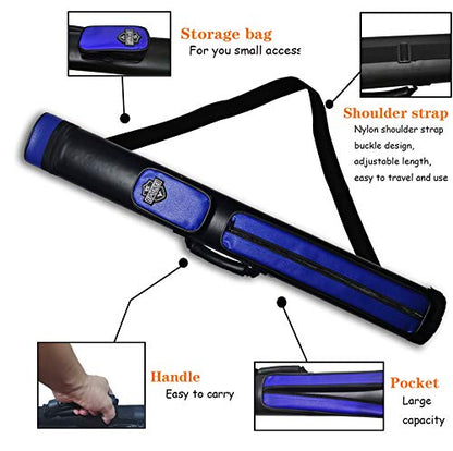 2x2 Hard cue case Oval Pool Cue Billiard Stick Carrying Case - color: A03-Blue