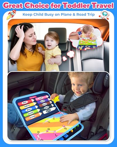 Gojmzo Busy Board Montessori Toys for Toddler Boy Birthday Gifts, Busy Book Sensory Toys for Toddlers, Learning Educational Toddler Travel Activities - style: Blue/P8