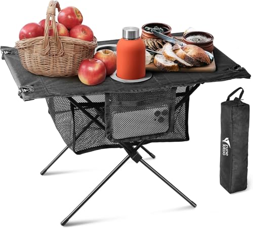Zune Lotoo Small Beach Tables for Sand Foldable, Portable Camping Table Folding with Cup Holders & Mesh Storage for Camp Tent Side Picnic Tailgate Travel Outdoor Compact Ultralight Backpack Hiking