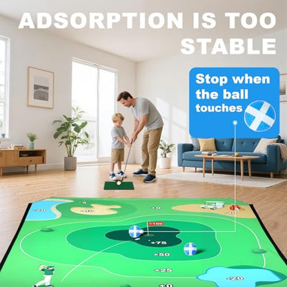 70"x70" Sticky Golf Chipping Game with Hitting Mat & 20 Balls, Portable Backyard Golf Practice Set for Adults & Family, Indoor Outdoor Training & Fun