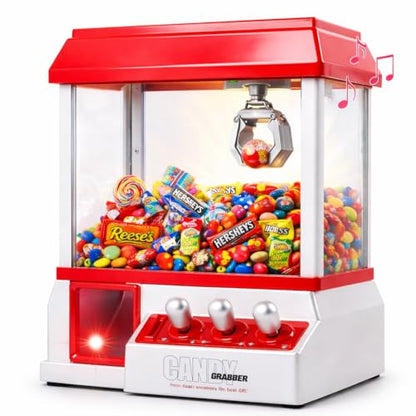 Japard Claw Machine for Kids, Mini Candy Vending Machine, Manual Arcade Game with Adjustable Sound, Candy Grabber Prize Dispenser, Gifts for Girls Boys Easter Party