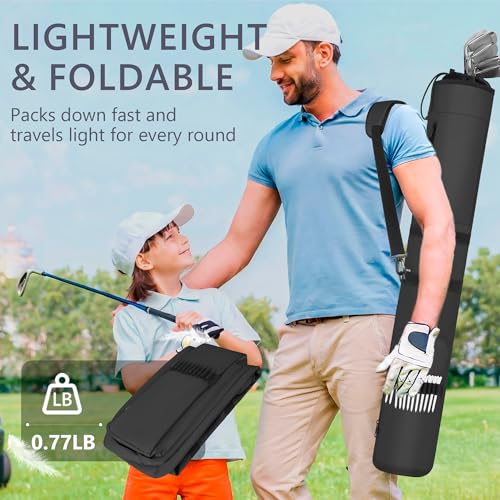 AKOZLIN Lightweight Golf Sunday Bag Golf Travel Carry Bag 3-6 Clubs Foldable Small Golf Bag with Shoulder Strap Black - color: Black