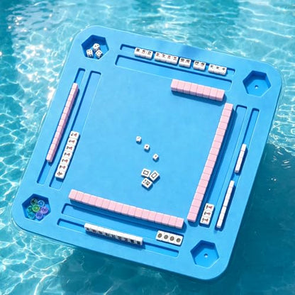 TheClouds Floating Mahjong Table for Pool, 31.5" x 31.5" Waterproof Mahjong Table, Floating Mahjong Board & Game Tray forHot Tub, Outdoor Party, Card Games, Poker & Scrabble,Blue - color: Blue