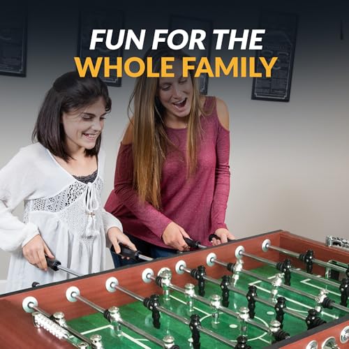 Hathaway Metropolitan 54 inch Foosball Table Adult Size for Family Game Rooms - With Smooth Playfield, Dual Abacus Scoring, Weighted Players, Sturdy Leg Levelers & 2 Foosballs - Cherry Finish