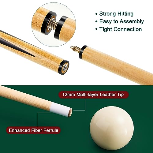 Jenaai 37 Pcs Pools Table Accessories Set Billiard Pool Balls with Triangle Diamond Ball Holder Cue Chalks Pools Cue Tip Pool Sticks Brush for Beginners, Billiards Hall, Family, Birthday Gift