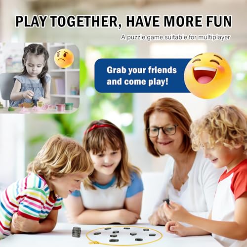 Magnetic Chess Game with String & Stones, Magnet Game for Family, Party, Travel & Camping, Puzzle Strategy Games, Great Gift for Kids & Adults -20PCS Magnetic Stones with Travel Bag