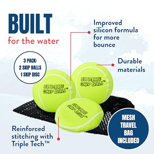 Activ Life The Ultimate Water Skip Balls, Water Bouncing Ball for Swimming Pool, Beach Toys for Friends, Family, Kids and Adults - style: Tennis