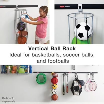 Rubbermaid Garage FastTrack Vertical Ball Rack Satin Nickel Wall Mounted Storage System Holds up to 50 pounds for Home/Garage Silver - style: Ball Rack