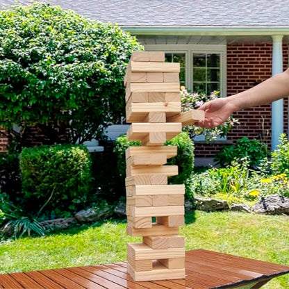 Tumbling Tower Giant 28" - Double-Sanded Smooth Natural Wood, 54 Blocks, Durable & Portable Carry Bag, Indoor & Outdoor, Family Party Game Age 8+