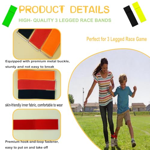 6 Pack 3 Legged Race Bands Colorful Firm Elastic Tie Rope for Outdoor Fun (6)