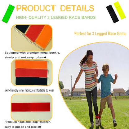 6 Pack 3 Legged Race Bands Colorful Firm Elastic Tie Rope for Outdoor Fun (6)