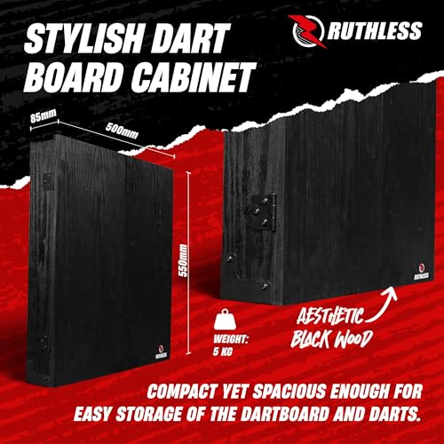Ruthless Home Darts Centre with or Without LED Light Options | Home Dart Board Centre Including Cabinet, Dartboard and 2 Sets of Darts. - style: Eagle