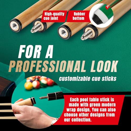 Prosniper Premium Pool Sticks Set of 4 | 58-Inch, 19-Oz Canadian Ashwood Pool Cue with Low-Deflection Shaft & 4 Extra Chalks | Pro-Grade Billiard Cue for Home & Bar Play - color: Green