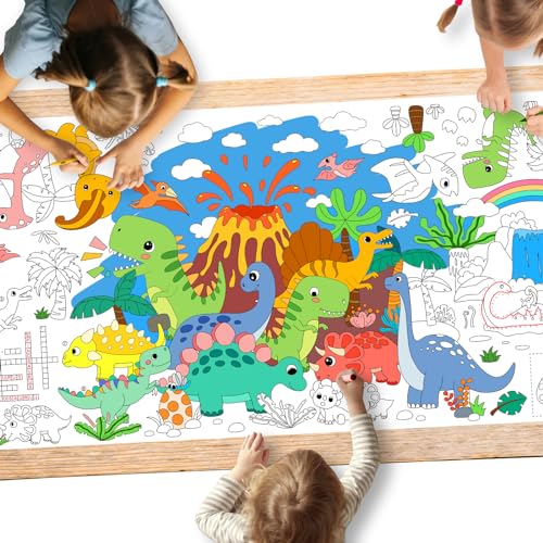 Gatherfun Dinosaur Party Giant Coloring Poster - 31.5x 72 Inches - Versatile Classroom Wall Décor & Birthday Activity - Dinosaur Poster or Table Cover for School Parties and Special Events - style: Dinosaur