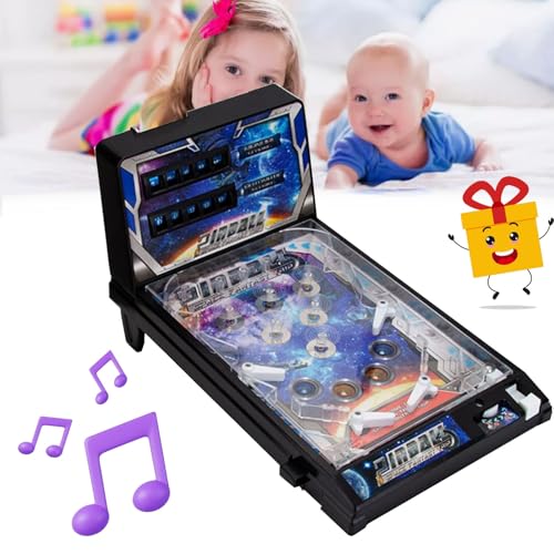 Mini LED Tabletop Pinball Machine Electronic Arcade Game with Vibrant Lights, Sound, Digital Scoreboard, Family-Friendly Retro Gift for Kids Ages 5+ Boys and Girls