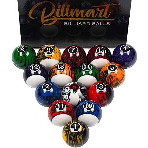Billmart Billiard Balls Set 16 Pool Table Balls - color: Black Marble Premium