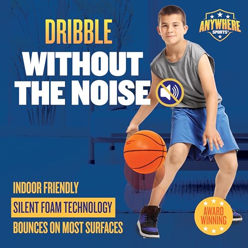 Anywhere Ball, Silent Basketball, Airless Foam for Indoor Training, Dribbling, and Realistic Bounce - style: Full Regulation Size