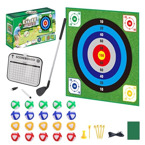 Golf Chipping Game Set - Sticky Target Chip and Stick Training Kit, Portable Double-Sided Hitting Pad, Indoor Outdoor Practice Mat with 20 Balls | Skill Accuracy Sports Equipment for Kids Family Home - color: as per image