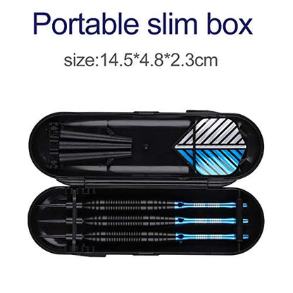 Darts Metal Tip Set - 3 Pack Professional 22 Grams Steel Tip Darts with Slim Case Black Purple Blue Aluminum Shafts 9 Flights 50 Rubber O'Rings 1 Dart Sharpener 12 Spring Rings - color: 22 Grams - blue