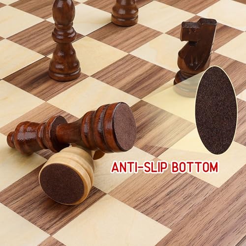 Gothink Chess Set Board Games for Adults, 15'' Handcrafted Wooden Game Board with 2 Extra Pawn Pieces & Storage Box Instructions, Folding Chess Game for Tournament Professional Beginner - Non-Magnetic - style: 15'' Non-Magnetic Chess Set