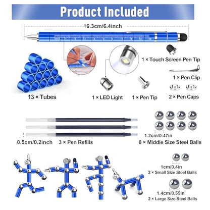 Gifts for Men Fidget Pen, Back to School Supplies, Anniversary Birthday Gifts for Teens Him Boyfriend, College School Supplies Gift for Teachers Teens Boys Girls, Multifunction Pen Cool Stuff Gadgets - color: Blue