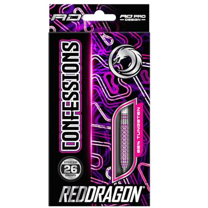 RED DRAGON Confession Steel Tip Darts Set - 85% Tungsten Darts with Nitrotech Shafts & Flights - Balanced Control & Consistent Throws - Available in Weights from 26g to 30g
