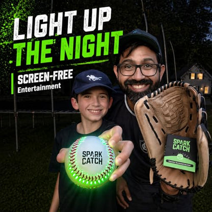 SPARK CATCH Light Up Baseball, Glow in The Dark Baseball, Sports Gear Accessories Gifts for Boys 8 9 10 11 12 13 14 15 Years Old, Kids Teens All Ages Gift Ideas - color: Neon Green