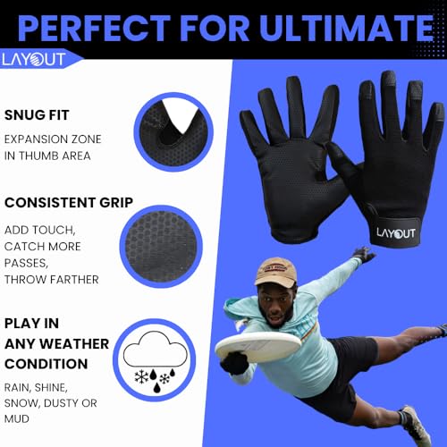 Layout Elite Disc Sports Glove – Precision Grip for Disc Golf & Ultimate Frisbee | Seamless Forehand Finger | Ultra-Light All-Weather, High Grip and Friction - size: XX-Small