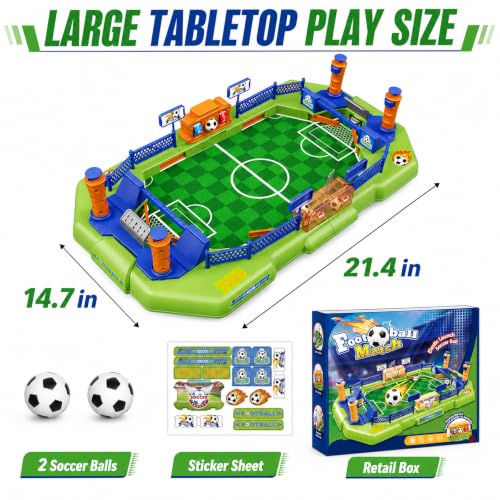 Fortand Mini Foosball Table Soccer Board Games for Kids Ages 3-12 | Two-player Tabletop Soccer Game with 4 Flipper Controls 2 Balls Score Counter Goal Bells for Family Play, Gift for Boys Girls
