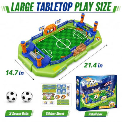 Fortand Mini Foosball Table Soccer Board Games for Kids Ages 3-12 | Two-player Tabletop Soccer Game with 4 Flipper Controls 2 Balls Score Counter Goal Bells for Family Play, Gift for Boys Girls