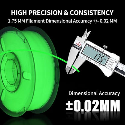 RAMBERY Glow in The Dark Green 3D Printer Filament Luminous PLA Filament 1.75mm 3D Printing Filament Fit Most FDM Printers, 1kg(2.2lbs)/Spool - color: C-pla Luminous Green, size: 1kg