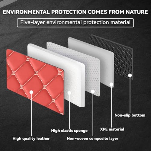 Car Floor Mats Fit for Dodge Dart 2013-2016 All Weather Durability Leather Car Floor Mats, Skidproof Pedal, Waterproof, Wear-reistant(Red Beige) - color: Red Beige