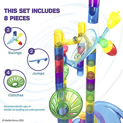Marble Genius Jumps & Swings, 8pcs Marble Run Accessory Set for Kids Ages 4+, Fun Ultimate Marble Track Race Add-on Kit for Teens STEM