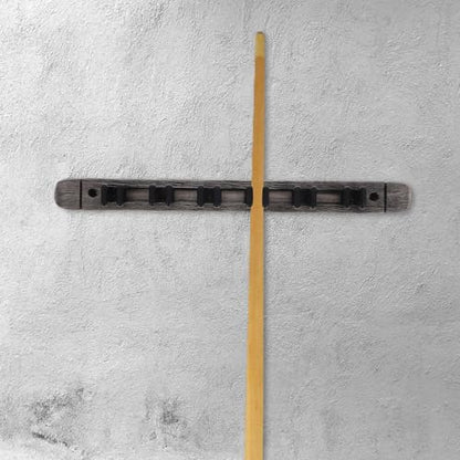 Toyvian Wall Mounted Pool Cue Holder and Solid Wood Cue Rack, Silver Gray Billiard Stick Storage Stand with 6-cue Capacity for Game Room and Playroom Billiards Accessories