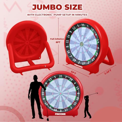 Giant Inflatable Dartboard, Kick Darts Outdoor Indoor Soccer Dartboard Game Golf Dart Throw Darts with Pump, Giant Dart Board Target Yard Games for Kids & Adults 20+Games - style: Red Dartboard