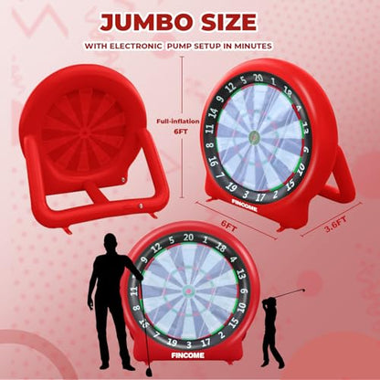 Giant Inflatable Dartboard, Kick Darts Outdoor Indoor Soccer Dartboard Game Golf Dart Throw Darts with Pump, Giant Dart Board Target Yard Games for Kids & Adults 20+Games - style: Red Dartboard