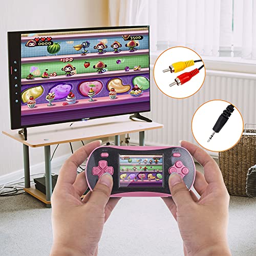Handheld Game for Kids - FAMILY POCKET RS16 Portable Classic Controller 260 Game 2.5 inch LCD Retro Arcade Video Game System Children's Birthday Gift (Pink) - style: pink