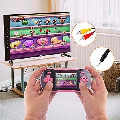 Handheld Game for Kids - FAMILY POCKET RS16 Portable Classic Controller 260 Game 2.5 inch LCD Retro Arcade Video Game System Children's Birthday Gift (Pink) - style: pink