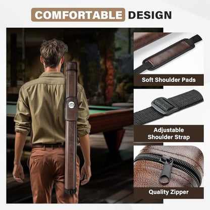 Trymaker Pool Cue Case, 1×1 Hard Pool Stick Case Holds 1 Complete of 2-Piece Cue (Not for 3/4 Cues), Made of Faux Leather Pool Cue Accessories - color: Brown