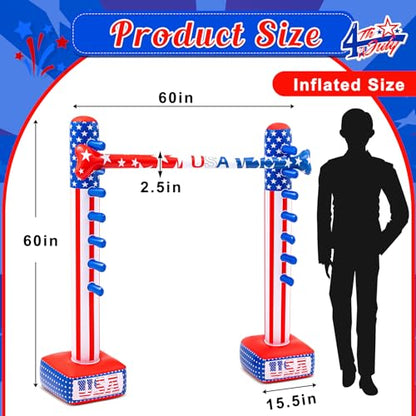 Threan 4th of July Inflatable Limbo Game 250th Anniversary Independence Day Party Game USA Red White Blue Star Patriotic American Flag Inflatable Limbo for Adults Indoor Outdoor Memorial Veterans Day - style: 4th of July