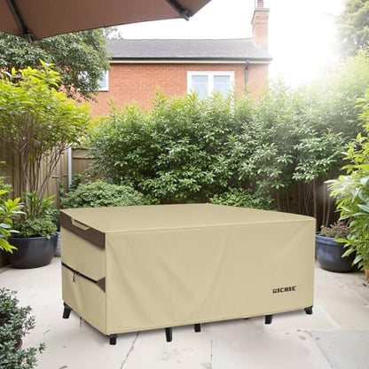 RICHIE Outdoor Patio Furniture Cover - Heavy Duty Waterproof 600D Tough Canvas Protector for Square Table Cover, All-Season Dining Table and Chair Cover (54L x 54W x 28H Inch) - size: Square-54"(L)x54"(W)