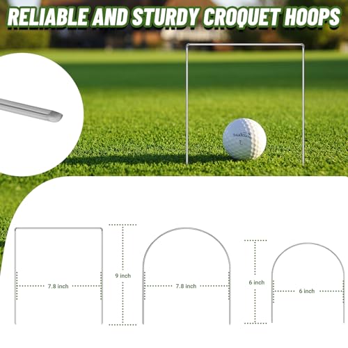 Set of 10 Croquet Wickets Replacement for Croquet Metal Hoops with Galvanized and Plastic Coating for Family Lawn Backyard Outdoor Game (U Shape) - size: U-Shape